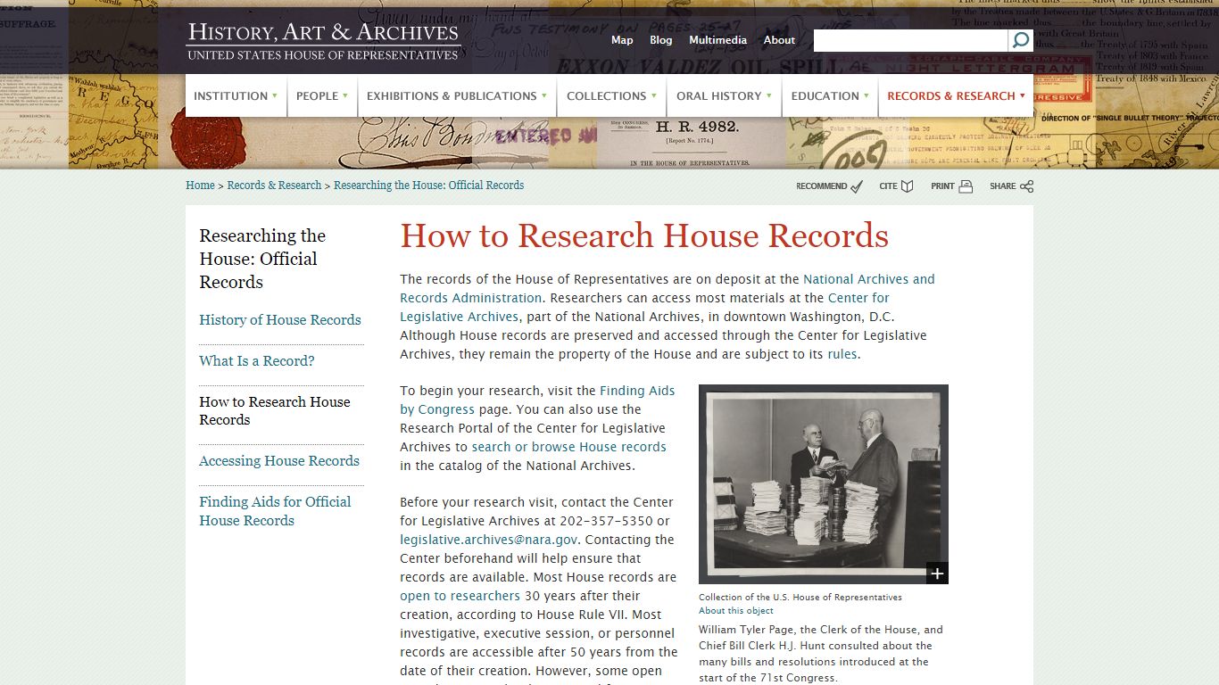 How to Research House Records | US House of Representatives: History ...